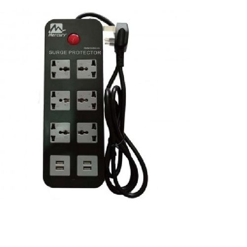 Mercury Surge Protector Extension 6 Outlet With 4 USB Ports