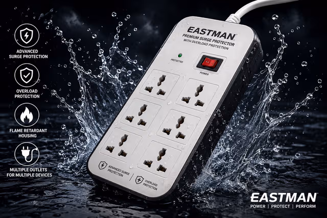 EASTMAN Premium Multi-Outlet Surge Protector with Advanced Power Surge and Overload Protection